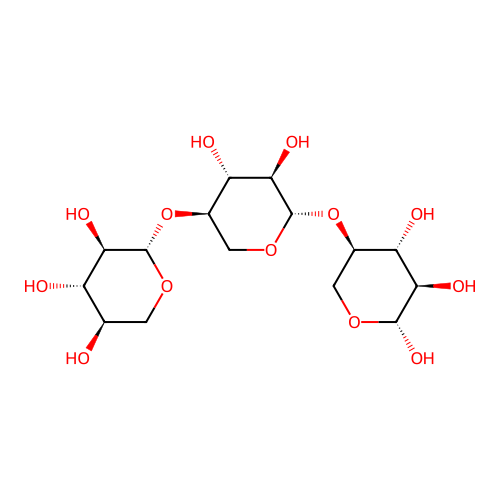 beta-D-xylopyranosyl-(1->4)-beta-D-xylopyranosyl-(1->4)-beta-D-xylopyranose structure