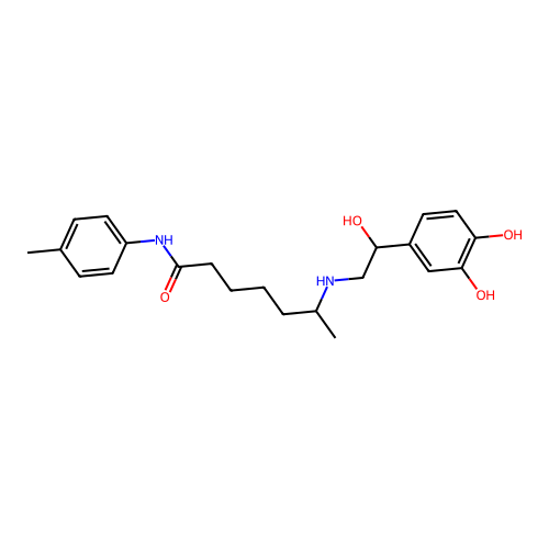 6-[[2-(3,4-dihydroxyphenyl)-2-hydroxyethyl]amino]-N-(4-methylphenyl)heptanamide structure