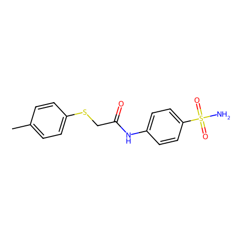 2-(4-methylphenyl)sulfanyl-N-(4-sulfamoylphenyl)acetamide structure