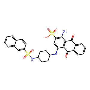 1-Amino-9,10-dihydro-4-((4-((2-naphthylsulphonyl)amino)cyclohexyl)amino)-9,10-dioxoanthracene-2-sulphonic acid structure