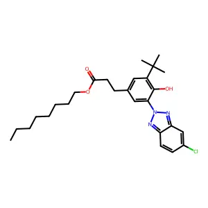 Octyl 5-tert-butyl-3-(5-chloro-2H-benzotriazole-2-yl)-4-hydroxybenzenepropionate structure