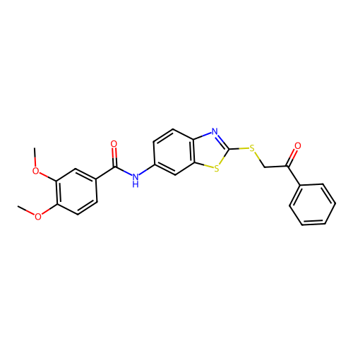 3,4-dimethoxy-N-(2-((2-oxo-2-phenylethyl)thio)benzo[d]thiazol-6-yl)benzamide structure