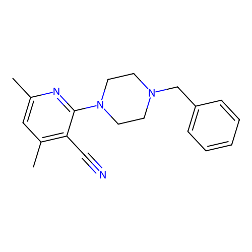 2-(4-Benzylpiperazin-1-yl)-4,6-dimethylpyridine-3-carbonitrile structure