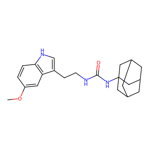 1-(1-adamantyl)-3-[2-(5-methoxy-1H-indol-3-yl)ethyl]urea structure