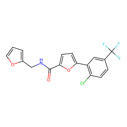 5-(2-chloro-5-(trifluoromethyl)phenyl)-N-(furan-2-ylmethyl)furan-2-carboxamide structure