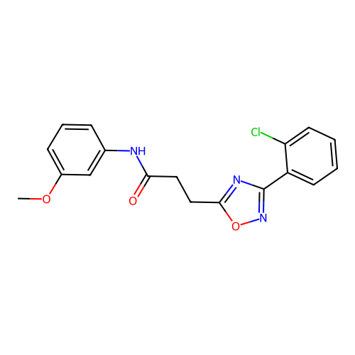 3-[3-(2-chlorophenyl)-1,2,4-oxadiazol-5-yl]-N-(3-methoxyphenyl)propanamide structure