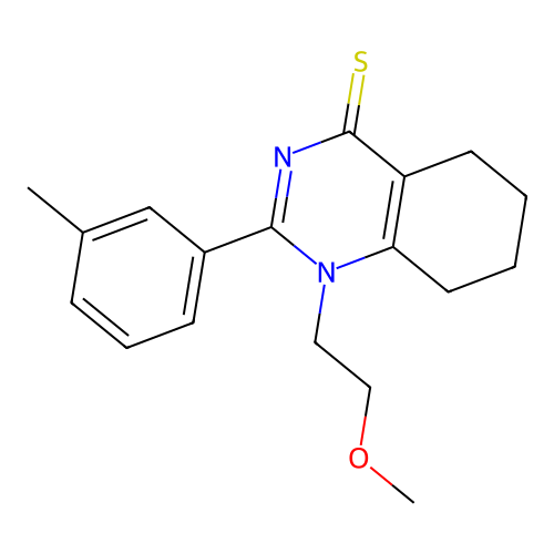 1-(2-methoxyethyl)-2-(m-tolyl)-5,6,7,8-tetrahydroquinazoline-4(1H)-thione structure