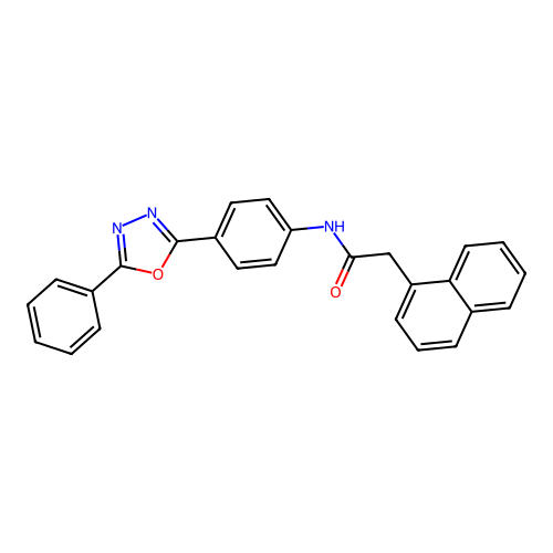 2-naphthalen-1-yl-N-[4-(5-phenyl-1,3,4-oxadiazol-2-yl)phenyl]acetamide structure