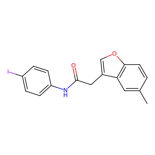N-(4-iodophenyl)-2-(5-methyl-1-benzofuran-3-yl)acetamide structure