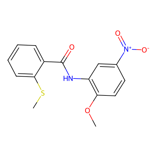 N-(2-methoxy-5-nitrophenyl)-2-methylsulfanylbenzamide structure