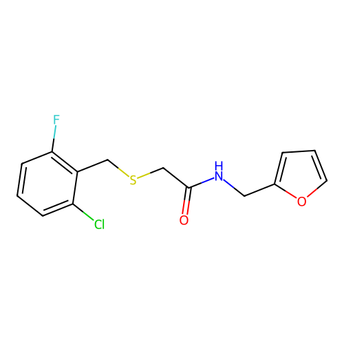 2-[(2-chloro-6-fluorophenyl)methylsulfanyl]-N-(furan-2-ylmethyl)acetamide structure