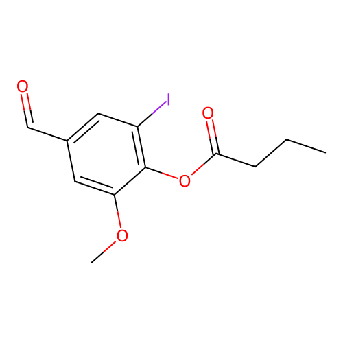 4-Formyl-2-iodo-6-methoxyphenyl butyrate structure