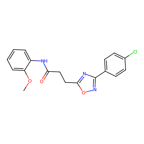3-[3-(4-chlorophenyl)-1,2,4-oxadiazol-5-yl]-N-(2-methoxyphenyl)propanamide structure