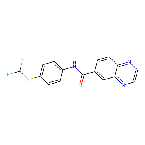 N-{4-[(difluoromethyl)thio]phenyl}-6-quinoxalinecarboxamide structure