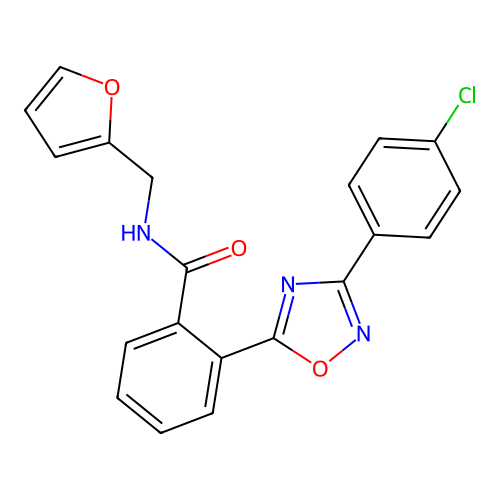 2-[3-(4-chlorophenyl)-1,2,4-oxadiazol-5-yl]-N-(furan-2-ylmethyl)benzamide structure