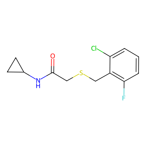 2-[(2-chloro-6-fluorobenzyl)sulfanyl]-N-cyclopropylacetamide structure