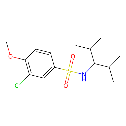 3-chloro-N-(2,4-dimethylpentan-3-yl)-4-methoxybenzenesulfonamide structure