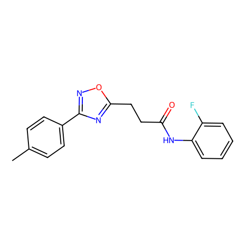 N-(2-fluorophenyl)-3-[3-(4-methylphenyl)-1,2,4-oxadiazol-5-yl]propanamide structure