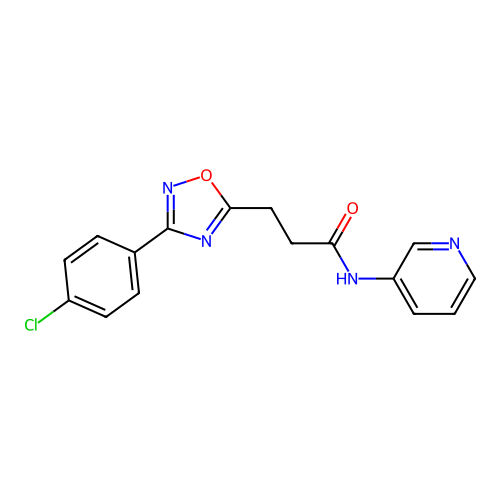3-[3-(4-chlorophenyl)-1,2,4-oxadiazol-5-yl]-N-pyridin-3-ylpropanamide structure