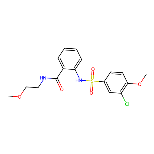 2-[(3-chloro-4-methoxyphenyl)sulfonylamino]-N-(2-methoxyethyl)benzamide structure