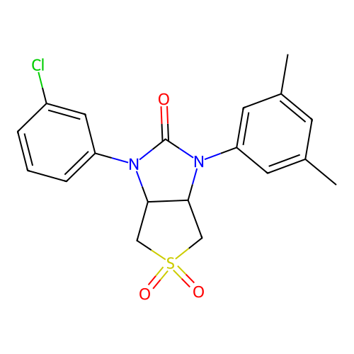 1-(3-chlorophenyl)-3-(3,5-dimethylphenyl)tetrahydro-1H-thieno[3,4-d]imidazol-2(3H)-one 5,5-dioxide structure