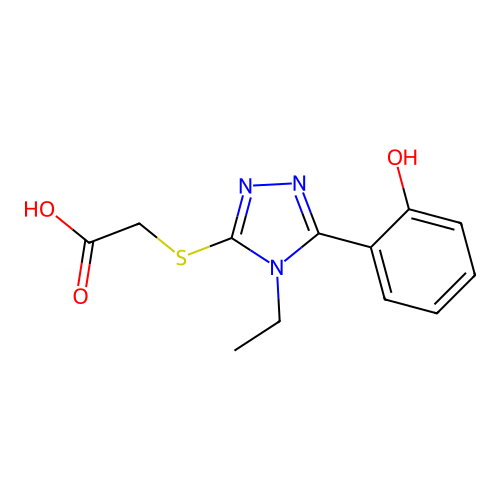 {[4-ethyl-5-(2-hydroxyphenyl)-4H-1,2,4-triazol-3-yl]sulfanyl}acetic acid structure