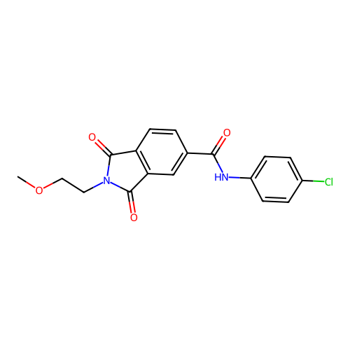 N-(4-chlorophenyl)-2-(2-methoxyethyl)-1,3-dioxoisoindole-5-carboxamide structure