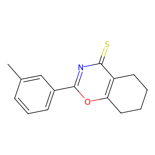 2-(3-methylphenyl)-5,6,7,8-tetrahydro-4H-1,3-benzoxazine-4-thione structure