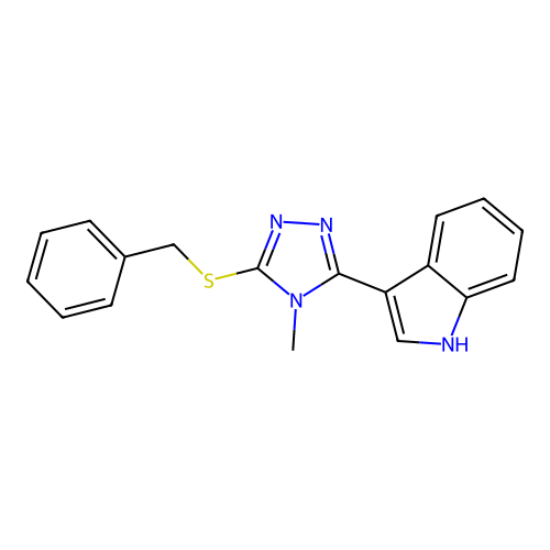 3-(5-(benzylthio)-4-methyl-4H-1,2,4-triazol-3-yl)-1H-indole structure