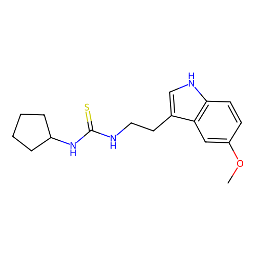 1-cyclopentyl-3-[2-(5-methoxy-1H-indol-3-yl)ethyl]thiourea structure