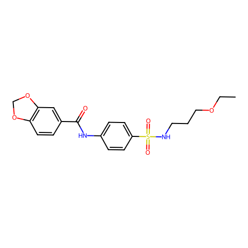 N-[4-(3-ethoxypropylsulfamoyl)phenyl]-1,3-benzodioxole-5-carboxamide structure