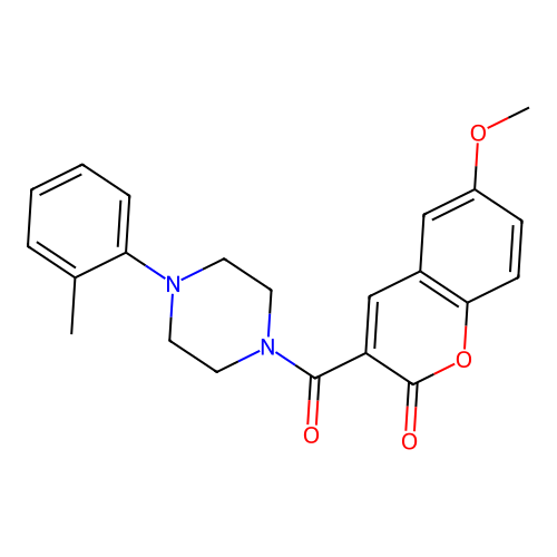 6-methoxy-3-{[4-(2-methylphenyl)-1-piperazinyl]carbonyl}-2H-chromen-2-one structure