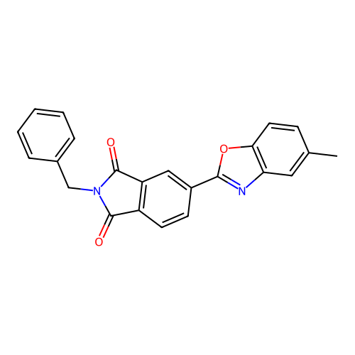 2-Benzyl-5-(5-methyl-1,3-benzoxazol-2-yl)isoindole-1,3-dione structure