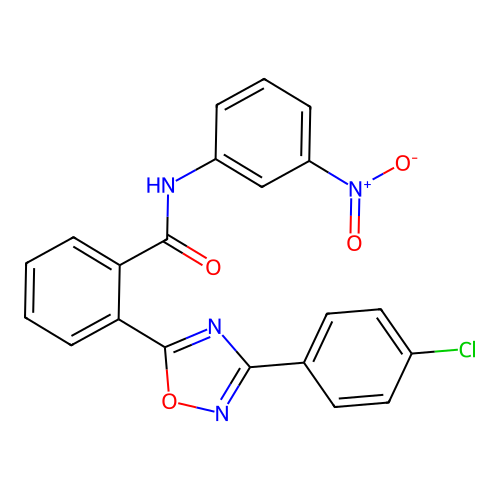 2-[3-(4-chlorophenyl)-1,2,4-oxadiazol-5-yl]-N-(3-nitrophenyl)benzamide structure