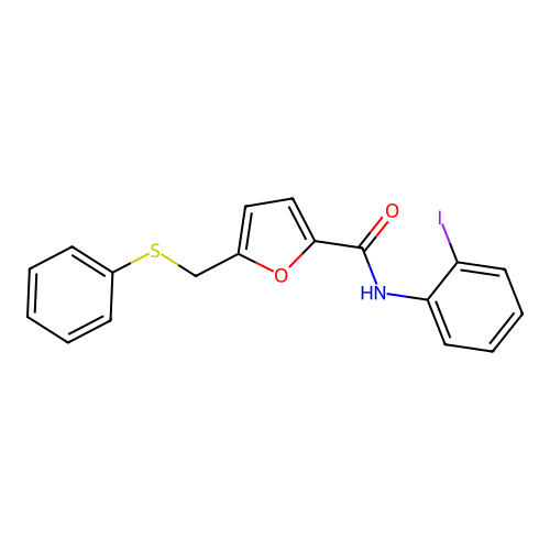 N-(2-iodophenyl)-5-(phenylsulfanylmethyl)furan-2-carboxamide structure
