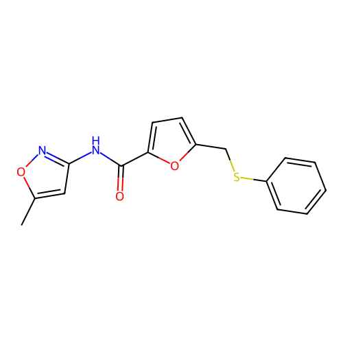 N-(5-methyl-1,2-oxazol-3-yl)-5-(phenylsulfanylmethyl)furan-2-carboxamide structure