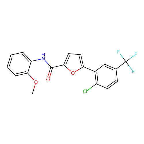 5-[2-chloro-5-(trifluoromethyl)phenyl]-N-(2-methoxyphenyl)furan-2-carboxamide structure