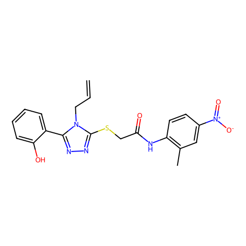 2-((4-allyl-5-(2-hydroxyphenyl)-4H-1,2,4-triazol-3-yl)thio)-N-(2-methyl-4-nitrophenyl)acetamide structure