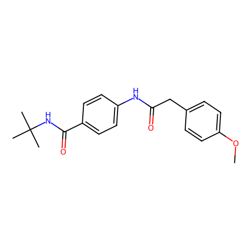 N-tert-butyl-4-[[2-(4-methoxyphenyl)acetyl]amino]benzamide structure