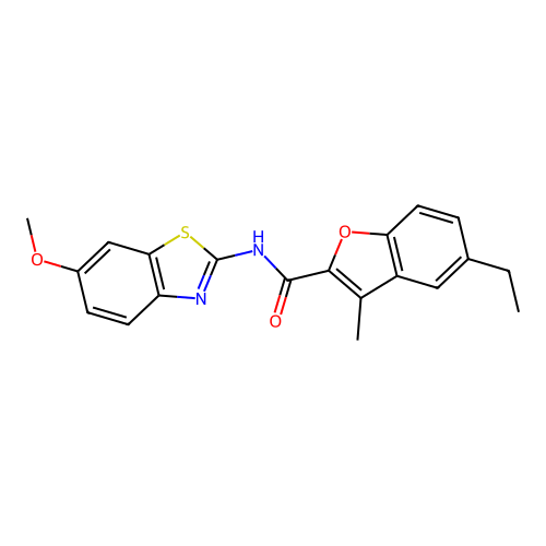 5-ethyl-N-(6-methoxy-1,3-benzothiazol-2-yl)-3-methyl-1-benzofuran-2-carboxamide structure