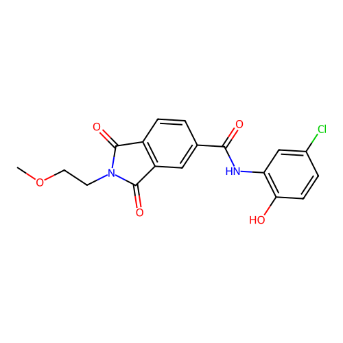 N-(5-chloro-2-hydroxyphenyl)-2-(2-methoxyethyl)-1,3-dioxoisoindole-5-carboxamide structure