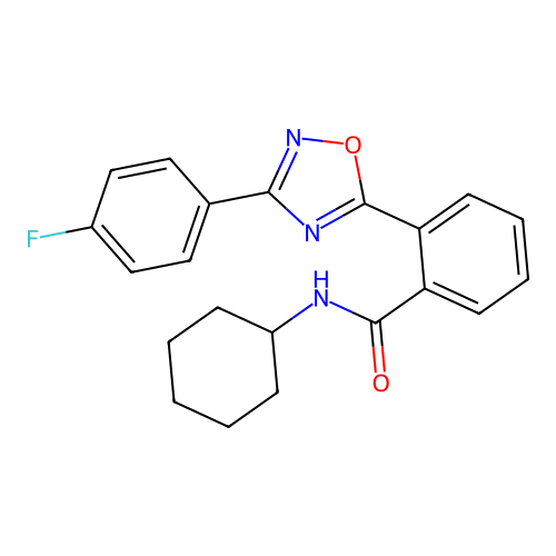 N-cyclohexyl-2-[3-(4-fluorophenyl)-1,2,4-oxadiazol-5-yl]benzamide structure