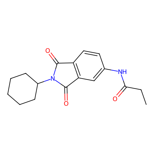 N-(2-cyclohexyl-1,3-dioxoisoindol-5-yl)propanamide structure