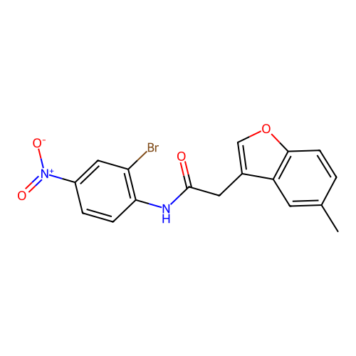 N-(2-bromo-4-nitrophenyl)-2-(5-methyl-1-benzofuran-3-yl)acetamide structure