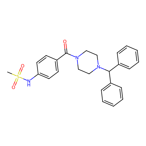 N-[4-(4-benzhydrylpiperazine-1-carbonyl)phenyl]methanesulfonamide structure
