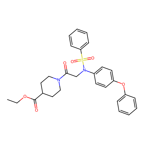 ethyl 1-[N-(4-phenoxyphenyl)-N-(phenylsulfonyl)glycyl]piperidine-4-carboxylate structure