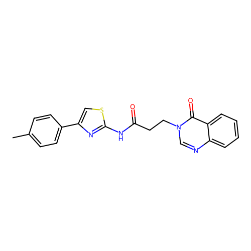 N-[4-(4-methylphenyl)-1,3-thiazol-2-yl]-3-(4-oxoquinazolin-3-yl)propanamide structure
