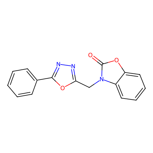 3-((5-phenyl-1,3,4-oxadiazol-2-yl)methyl)benzo[d]oxazol-2(3H)-one structure