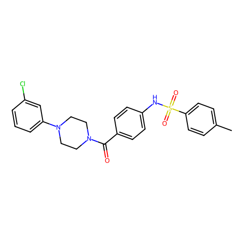 N-[4-[4-(3-chlorophenyl)piperazine-1-carbonyl]phenyl]-4-methylbenzenesulfonamide structure
