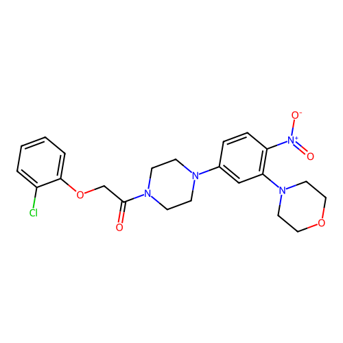 4-(5-{4-[(2-Chlorophenoxy)acetyl]-1-piperazinyl}-2-nitrophenyl)morpholine structure